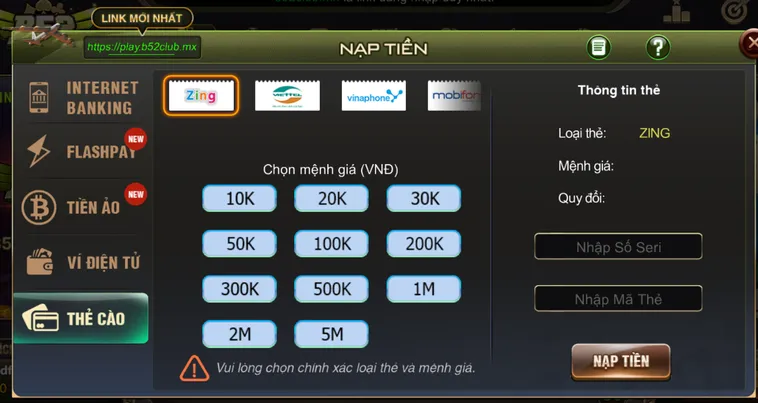 Nạp Tiền B52 Club Các Phương Thức Giao Dịch Tiện Lợi Và Siêu Tốc Nhất