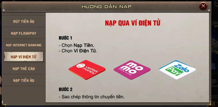 Hướng Dẫn Nạp Tiền Qua Ví Điện Tử Vào B52 Club Tiện Lợi Và Siêu Tốc Nhất