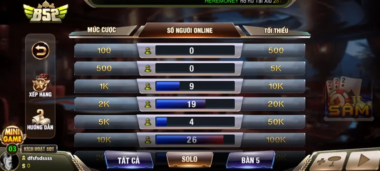 Sâm Lốc Tại B52 Club Trải Nghiệm Đấu Trí Đỉnh Cao Đầy Kịch Tính Nhất