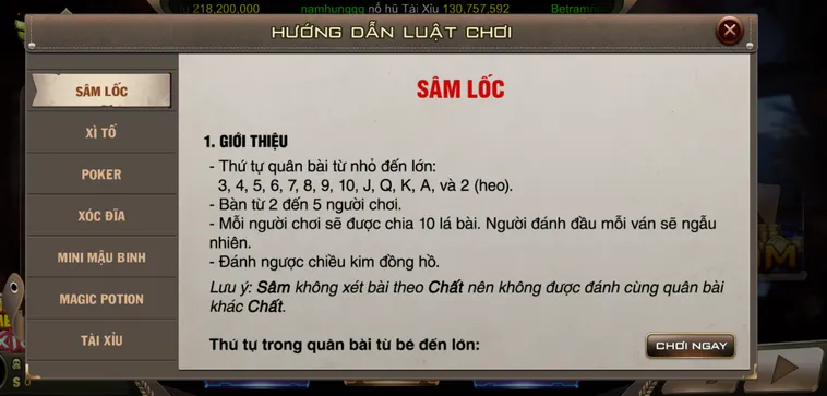 Sâm Lốc Tại B52 Club Trải Nghiệm Đấu Trí Đỉnh Cao Đầy Kịch Tính Nhất